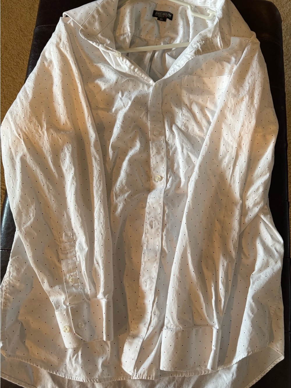 Galaxy Men’s White Button-Up Shirt with subtle polka dot size XL